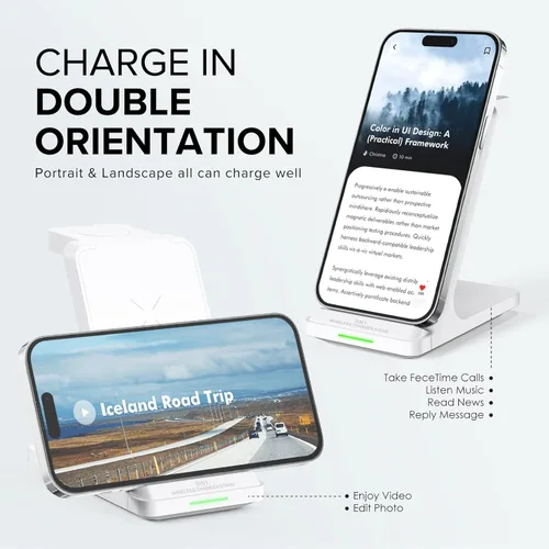 Miniatura 6 de Estación de carga inalámbrica, soporte de carga rápida 3 en 1 para múltiples dispositivos Apple Watch Ultra Series 11 10 9 8 7 6 SE 5 4 3 2, iPhone