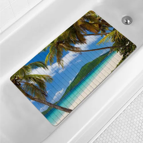Miniatura 15 de Tapete de baño floral bohemio morado antideslizante con flores abstractas para ducha, tapete de baño botánico para bañera con ventosas y agujeros