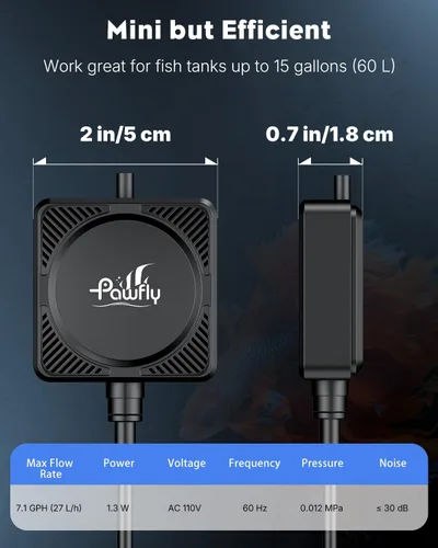 Miniatura 6 de Pawfly Mini bomba de aire para acuario, kit aireador de oxígeno ultra silencioso para peceras de 1 a 15 galones con tubo de aire, piedra de aire