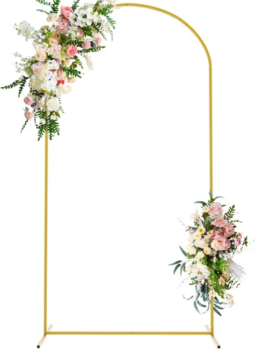 Miniatura 13 de Soporte de arco de boda de Wokceer 6.6 pies de fondo de arco blanco de metal Chiara soporte de fondo de arco para boda ceremonia fiesta
