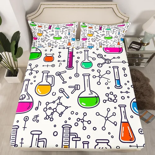 Miniatura 27 de Juego de ropa de cama ajustable con fórmula informática para niños y niños, diseño de geometría de acuarela, números, fórmula matemática, juego