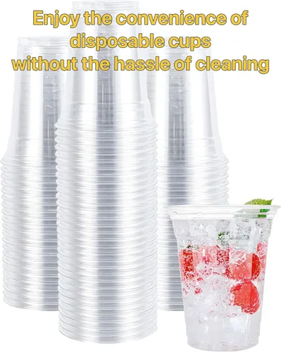 Miniatura 5 de Plastic Clear Cups [12 oz] with Lids and Straws [10 Set] Disposable Cold Beverage Drinking Iced Coffee Water Juice Tea Party Travel Cafe School