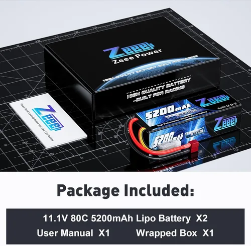 Miniatura 6 de Zeee 3S 5200mAh Lipo Batería 11.1V 80C Hardcase Batería con conector T para RC Car Barco, Camión, Helicóptero, Avión Racing Modelos (2 unidades)