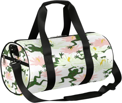 Bolsa de lona de rana rebotadora con correa de hombro desmontable, bolsa deportiva para gimnasio, bolsa deportiva para estudiantes, 17.6 x 9 x 9