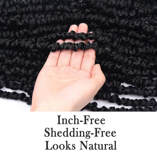 Miniatura 4 de Cabello Passion Twist – 8 pulgadas Passion Twist Crochet Hair para mujer, 8 paquetes de cabello rizado pretrenzado Passion Twists extensiones de 1b