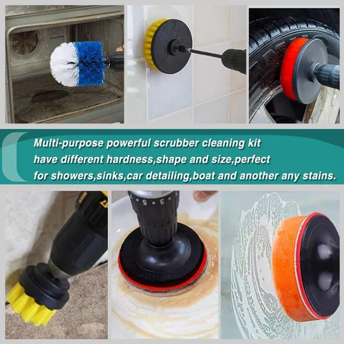 Miniatura 3 de Kit de limpieza de 38 piezas para cepillo de taladro, limpiador multiusos, taladro inalámbrico para limpiar azulejos de piscina, fregaderos, bañera
