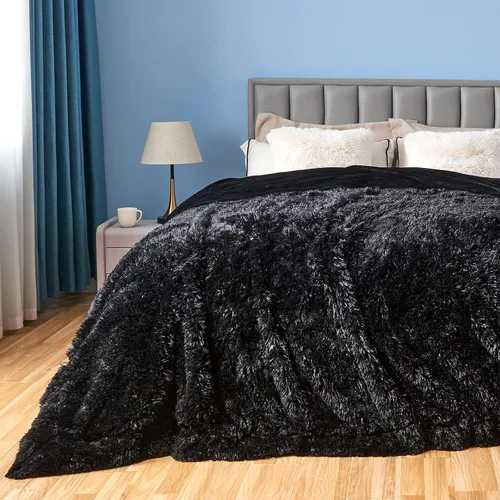Miniatura 35 de GONAAP Manta de Tiro de Piel Sintética Mullida Tamaño Twin Rosa Claro Súper Suave Acogedora Felpa Mullida Lanuda para Sofá, Sillón o Cama