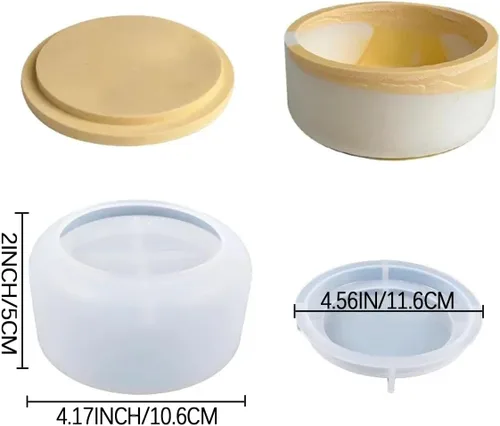 Miniatura 3 de 2 piezas de moldes de resina para tarros grandes con tapa, moldes creativos de silicona para joyería epoxi, portavelas, organizador de moldes
