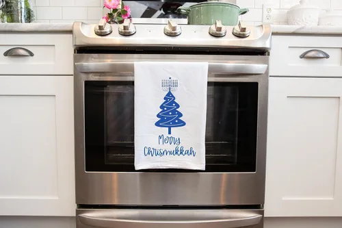 Miniatura 2 de Toalla de cocina divertida mezclada para las fiestas de Navidad y Hanukkah, toalla de cocina judía con árbol de Navidad y menorá, regalo