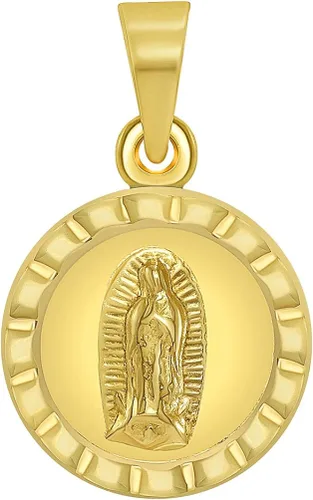 Miniatura 3 de Colgante de oro amarillo de 14 quilates con dije de medallón de guadalupe y corazón sagrado de Jesús (reversible), Oro amarillo, no aplica