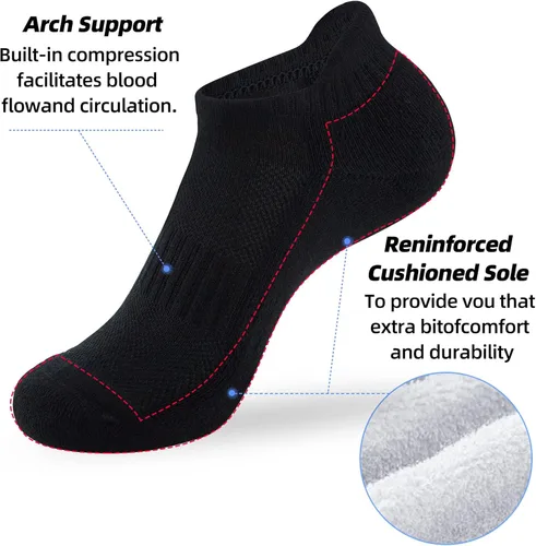 Miniatura 3 de ATBITER Ankle Socks Women's Running Athletic No Show Tab Socks Cushioned Low Cut 6-Pairs