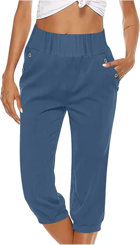 Miniatura 189 de Pantalones capri para mujer, estilo casual, de verano, elásticos, de cintura alta, pantalones de yoga, ajuste atlético, pantalones deportivos