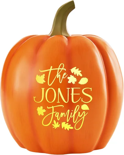 Miniatura 10 de Let's Make Memories Calabaza iluminada personalizada, decoración de Halloween de Jack o Lantern, nombre de tu familia en una calabaza personalizada
