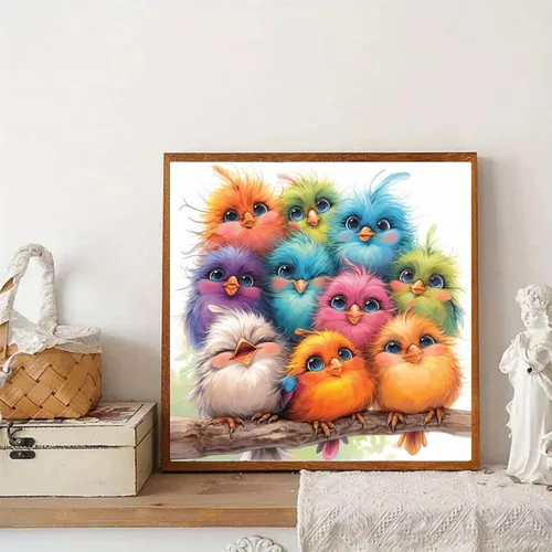 Miniatura 2 de Kits de pintura de arte de diamante de pájaros RYMILIE para adultos, pinturas de lunares de diamante para principiantes, pintura redonda 5D