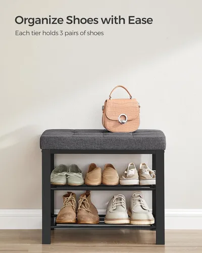 Miniatura 5 de SONGMICS Banco de zapatos, banco de almacenamiento, banco de entrada con cojín, estante para zapatos con asiento, ahorro de espacio, estilo moderno