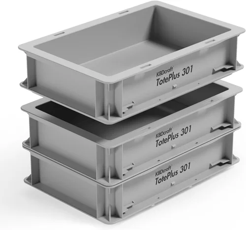 Miniatura 20 de KBDcraft Contenedor de almacenamiento apilable - Caja organizadora de plástico resistente y bandeja con paredes rectas, pequeños contenedores de Gris