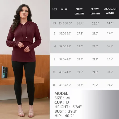 Miniatura 91 de GINKANA Sudadera con capucha para mujer, manga larga, lactancia materna, ropa casual