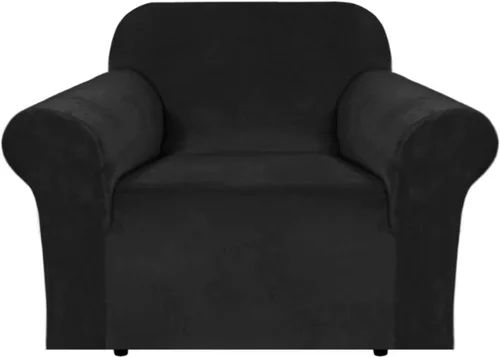 Miniatura 43 de H.VERSAILTEX Funda de terciopelo elástico para sillón, funda para sillón de 1 cojín para sala de estar, funda de muebles hecha de terciopelo grueso