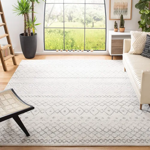 Miniatura 51 de SAFAVIEH Madison Collection - Alfombra decorativa de 2 x 3 pies, color marfil y carbón, diseño marroquí bohemio envejecido, no desprende pelusa