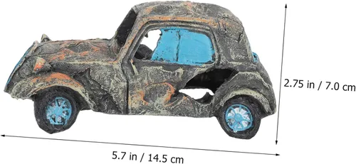 Miniatura 2 de Abaodam Decoración de pecera para acuario de resina, adorno de automóvil, decoración de restos de coche para escritorio, acuario, accesorios