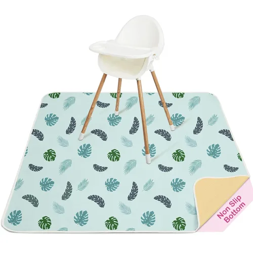 Basumee Alfombrilla de salpicaduras para silla de bebé, impermeable, tapete de juego para debajo de la silla alta, tapete para atrapar alimentos