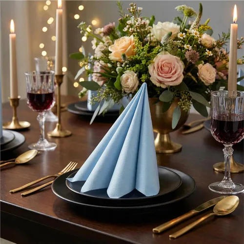 Miniatura 4 de Servilletas de papel AMERICAN HOMESTEAD - Servilletas de papel desechables tipo lino azul claro - Servilletas de mesa de calidad de restaurante