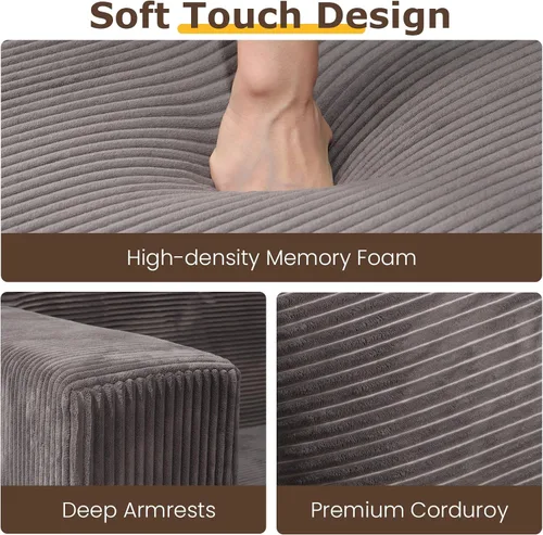 Miniatura 4 de cidludto Sofá cama convertible 3 en 1, sofá cama plegable plegable – Sofá cama sin hueso y futón en el suelo, sofá cama extraíble de pana con 4 Gris