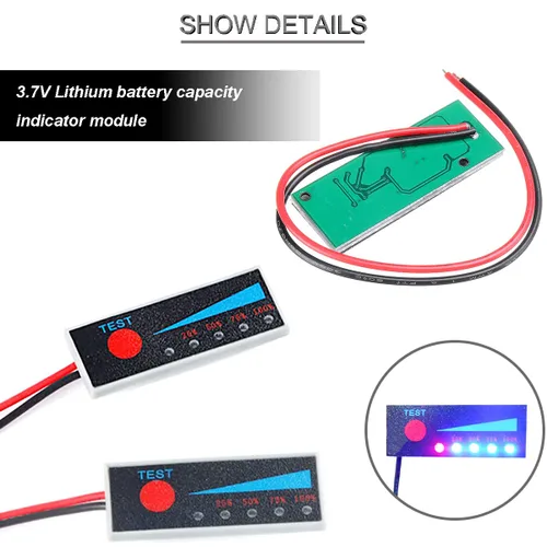 Miniatura 2 de Módulo indicador de capacidad de batería de litio 1S 3.7V 1S 3.7V Tablero indicador de porcentaje de batería de iones de litio Pantalla LED