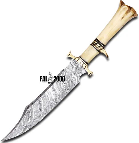 Miniatura 7 de PAL 2000 KNIVES Acero de Damasco hecho a mano 15 pulgadas caza Bowie cuchillo 9871