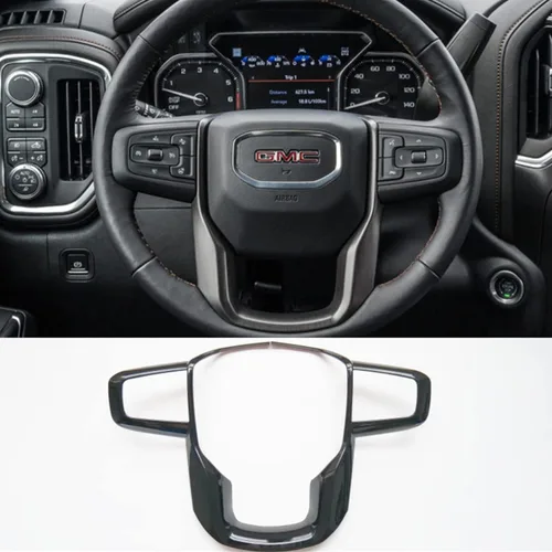 Miniatura 6 de ZiWen Nueva Funda de Volante con Moldura de Impresión de Fibra de Carbono para GMC Sierra 1500 2500HD 3500HD 2020 2021 2022 2023 2024 2025 Yukon XL