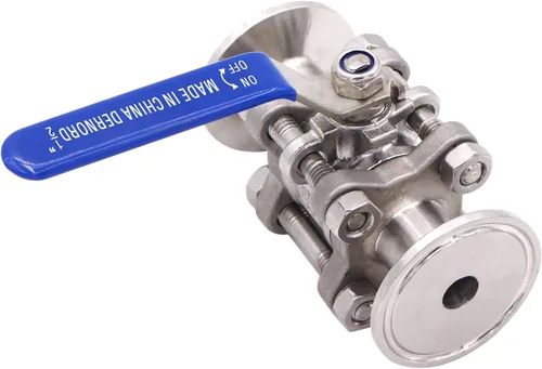 Miniatura 6 de DERNORD Válvula de bola sanitaria para trébol de tres abrazaderas de 1.5 pulgadas, acero inoxidable 304, revestimiento de PTFE, de dos vías y tres