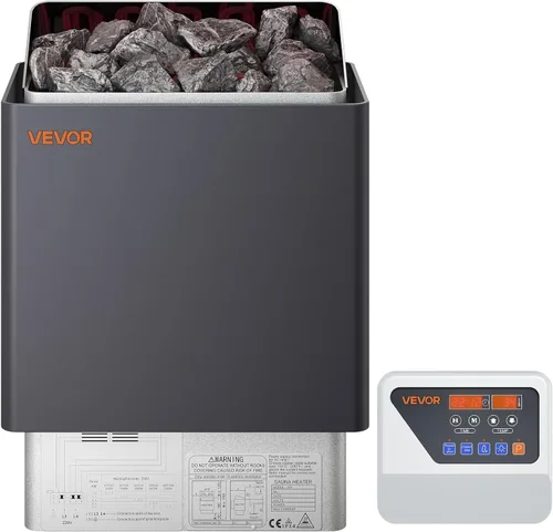Miniatura 9 de VEVOR - Calefactor de sauna, estufa eléctrica de 9 kW, 220 V, calefactor de baño de vapor con controlador digital externo, temporizador de 3 h