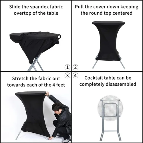 Miniatura 5 de Obstal Fundas elásticas de elastano para mesa de cóctel, color blanco, para bodas, banquetes y fiestas
