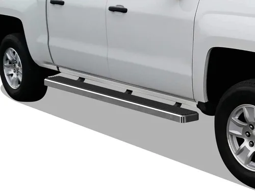 Miniatura 13 de APS - Estribos iBoard para Chevrolet con cabina extendida de 2 puertas completas + 2 puertas de apertura inversa, 4 pulgadas, Aluminio negro