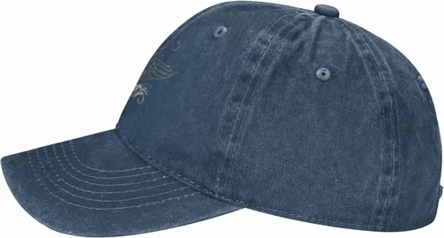 Miniatura 4 de Sombrero de vaquero de moda para hombre y mujer, ajustable para cuatro estaciones, gorra de béisbol del infierno con ángel, azul marino, Azul marino