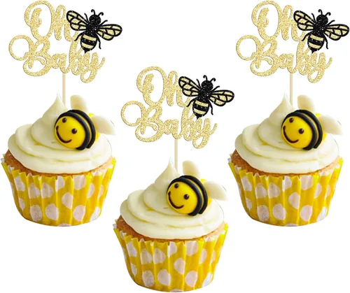 Miniatura 17 de 24 piezas de adornos para cupcakes de abejorro, figura pequeña de mariquita de resina, adornos para cupcakes de abeja, Oh Babee, decoraciones