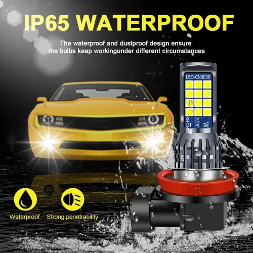 Miniatura 5 de 2 bombillas LED H8 H9 H11 antiniebla de limón verde, 24 LED 3030 chips superbrillantes, bombillas LED de repuesto DRL para automóviles, camiones