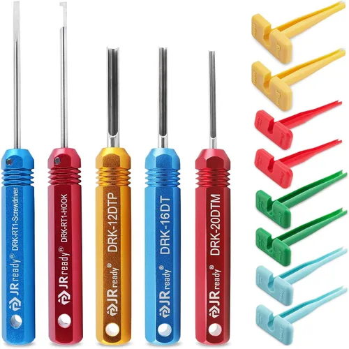 JRready ST5236 - Herramienta de extracción de pines Deutsch para contactos sólidos/sellados 16#12#20# 10-22 AWG, kit de herramientas de extracción