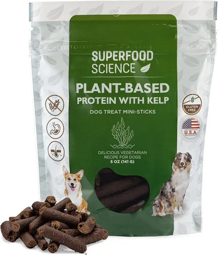 Golosinas hipoalergénicas saludables para perros: aperitivos vegetarianos a base de plantas para perros con algas marinas, batata, chía, linaza,