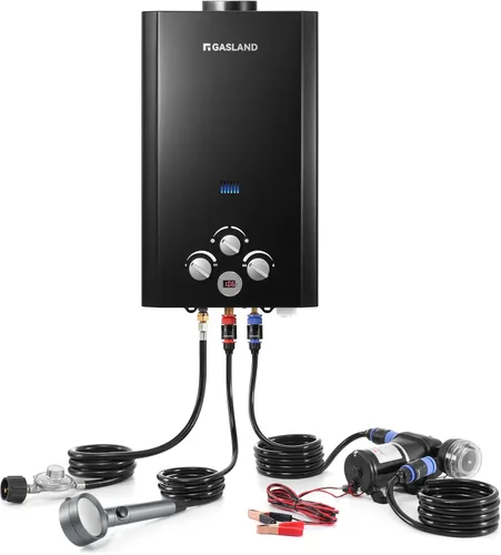 Miniatura 15 de GASLAND Calentador de agua portátil sin tanque de propano de 6L 1.58GPM con bomba y colador de tubo giratorio de 1/2 pulgadas