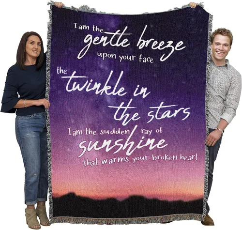 Miniatura 24 de Pure Country Weavers Manta con texto en inglés "I Am The Gentle Breeze Upon Your Face" con diseño de flores, para regalo de duelo y condolencia