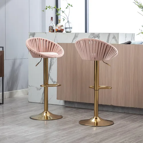 Miniatura 13 de Taburetes de bar modernos y ajustables giratorios, taburete de bar de cocina con respaldo, juego de 2, sillas de bar de estilo ocio, para isla