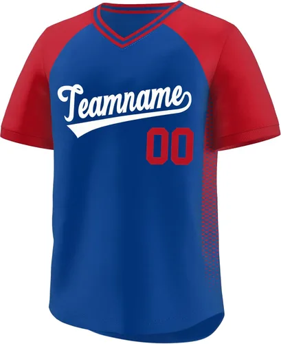 Miniatura 34 de Camiseta de béisbol personalizada con cuello en V para hombres, mujeres y jóvenes, camisetas de béisbol personalizadas con costuras o estampadas