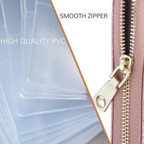 Miniatura 7 de Easyoulife - Monedero de cuero con cremallera, billetera portatarjetas para mujer, bloqueo RFID