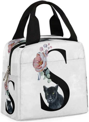 Bolsa de almuerzo con inicial S, bonita bolsa de almuerzo aislada, reutilizable, para adultos, mujeres, hombres, trabajo, pesca, playa, picnic,