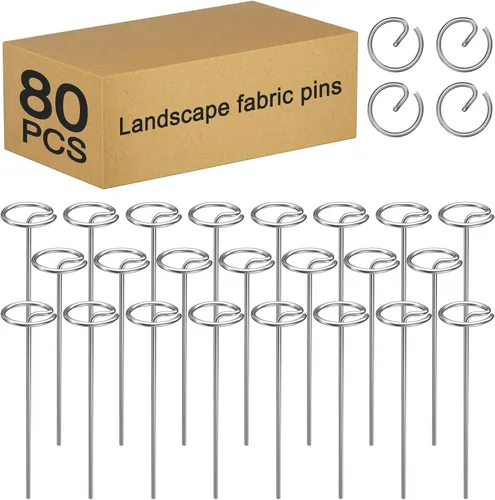 Miniatura 11 de 60 piezas de grapas galvanizadas de servicio pesado de 6 pulgadas para paisajismo – Pasadores de cabeza circular de calibre 8 engrosados