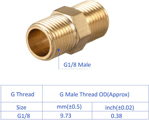 Miniatura 4 de M METERXITY Paquete de 8 accesorios de tubería de rosca macho, accesorio de tubería de rosca macho hexagonal G1/8 x G1/8, adaptador de acoplador
