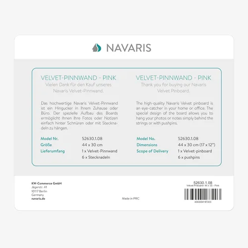 Miniatura 7 de Navaris Tablón de anuncios de tela, 12 x 17 pulgadas, tablero de memoria de terciopelo para pared para mostrar collages de fotos, imágenes, notas