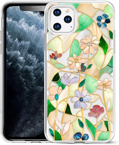 Miniatura 10 de Unov Funda compatible con iPhone 11 Pro, transparente, con diseño delgado, protector suave de TPU a prueba de golpes, patrón de flores en relieve