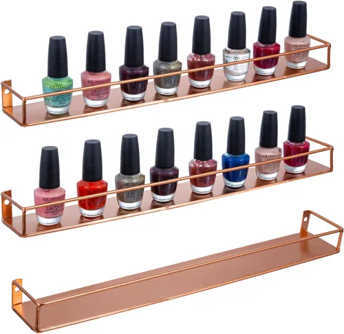 Miniatura 9 de MyGift Juego de 3 estantes de exhibición de esmalte de uñas de metal negro y aceites esenciales, estante para tarros de especias de cocina